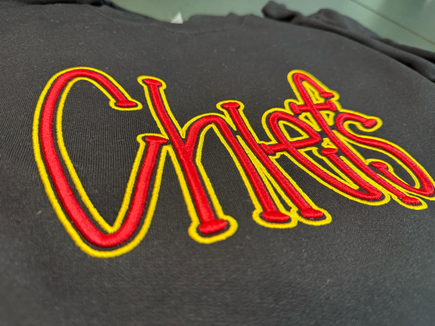 Embroidered Chiefs on Black (on hand and ready)