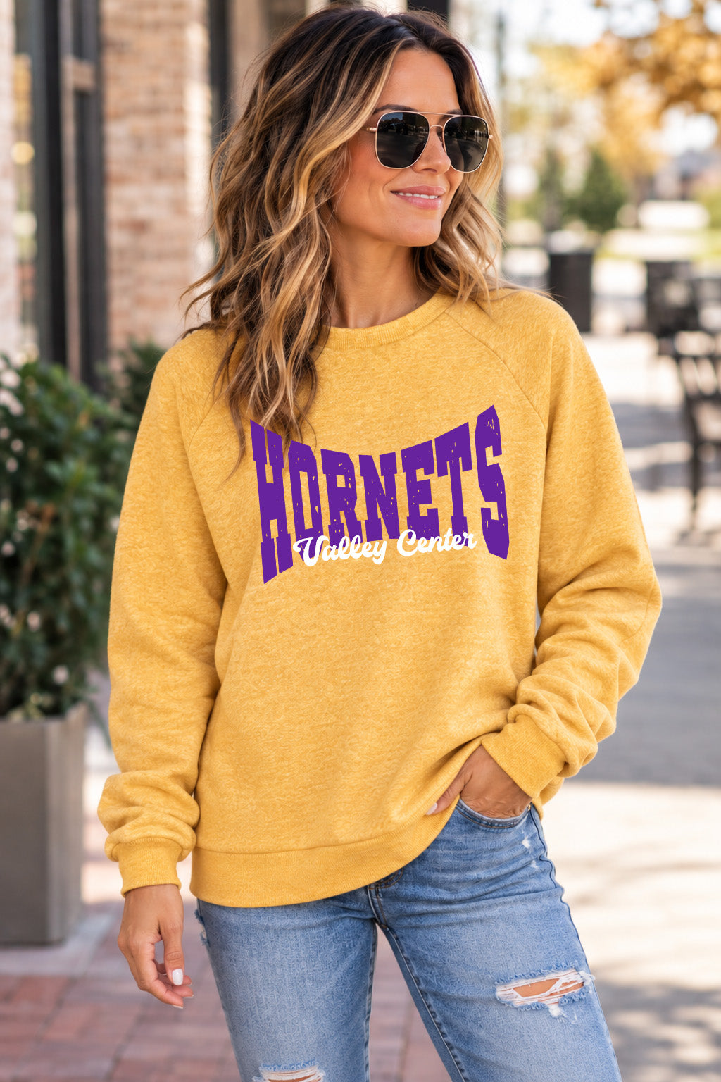 VC Hornets- Lightweight Sweatshirt- Yellow