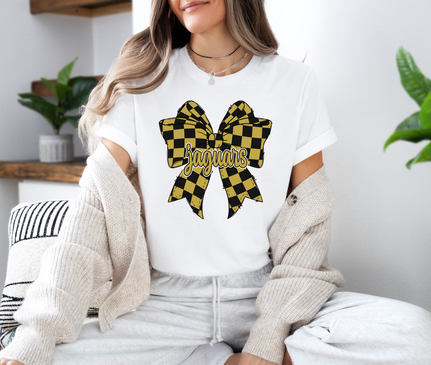 Jaguars Checkered Bow