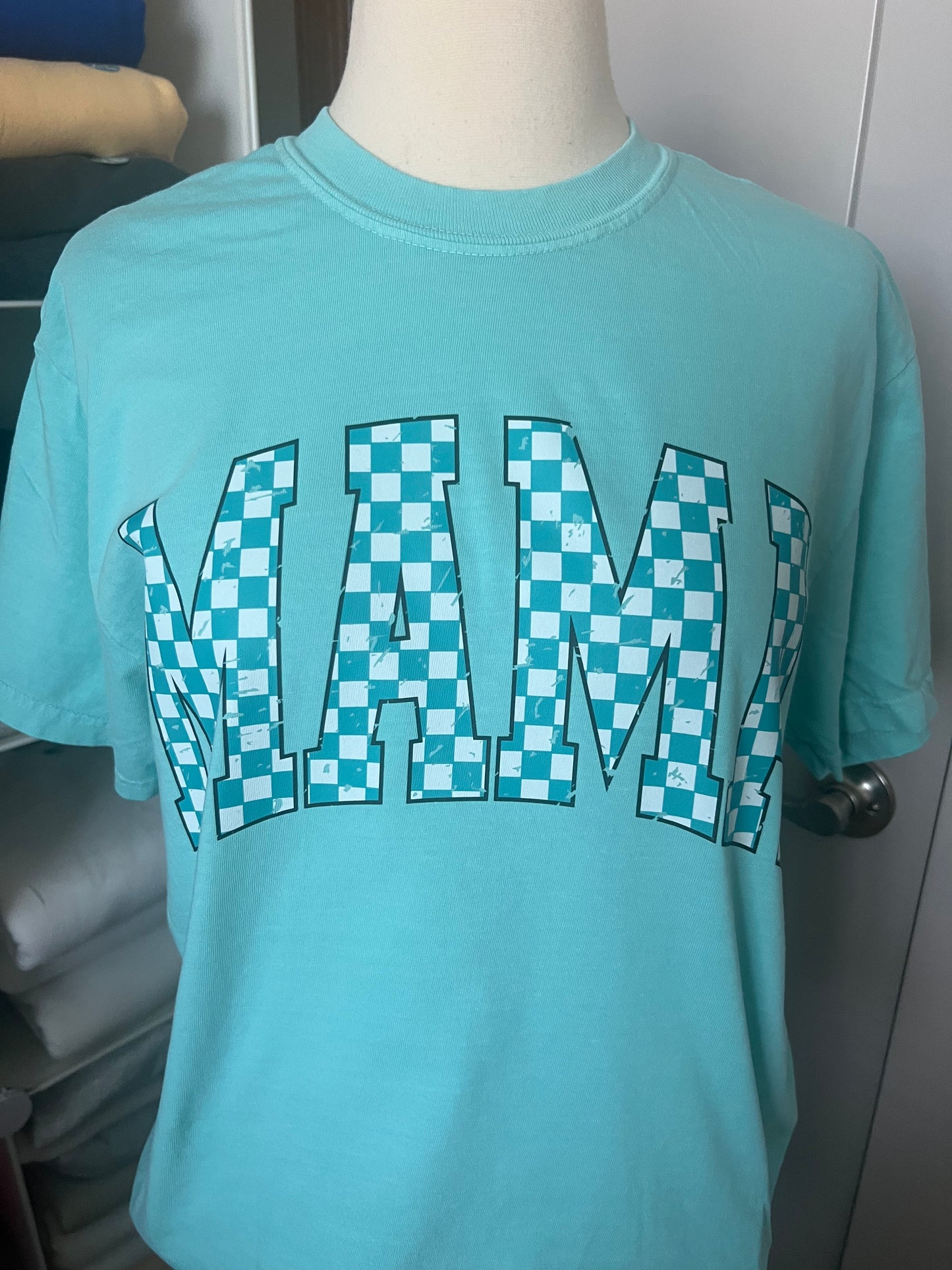 Teal Checkered Mama