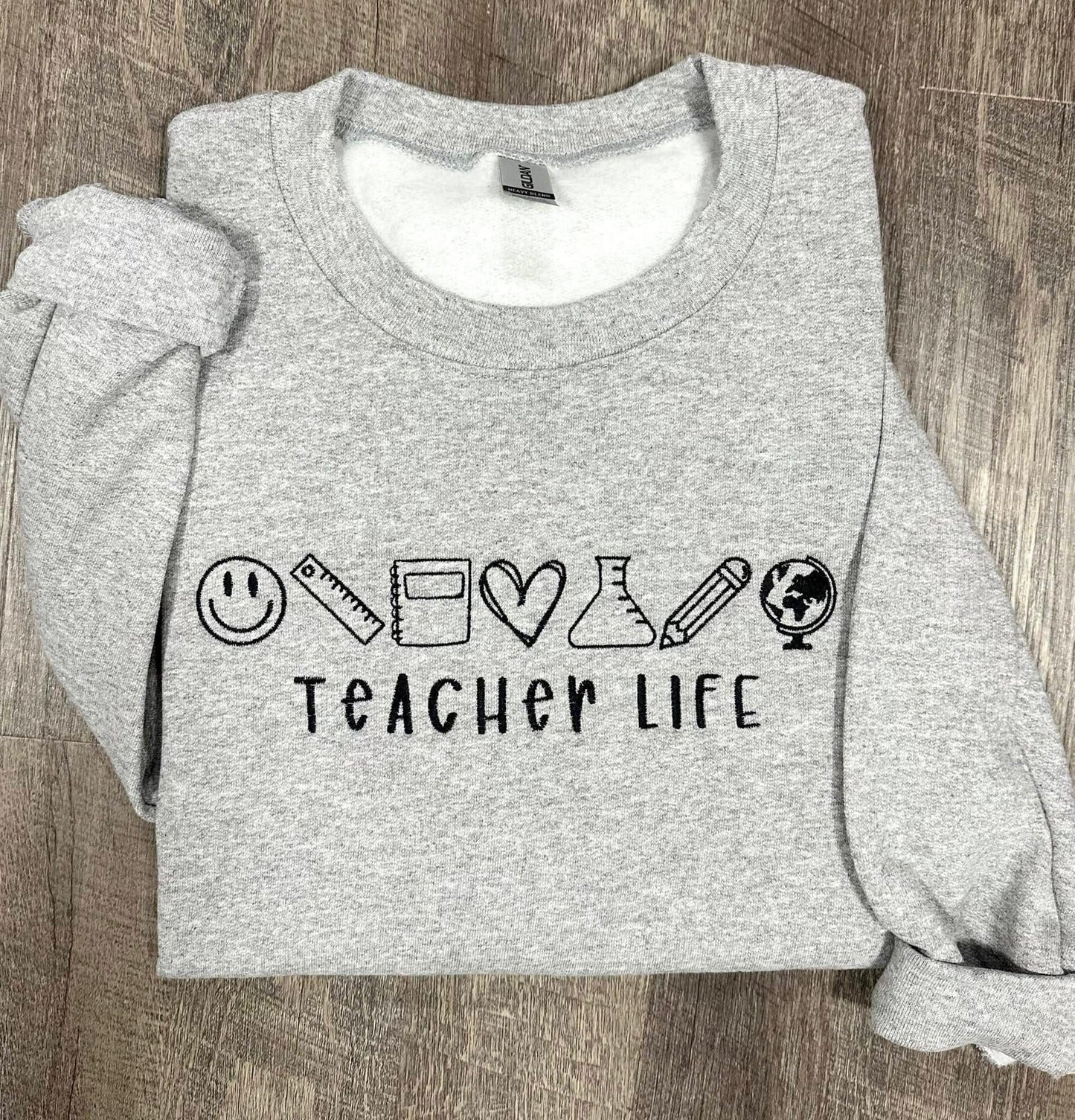 Embroidered Teacher Life Crewneck