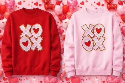 $25 Valentine Patch Sweatshirt (Stacked XOXO)