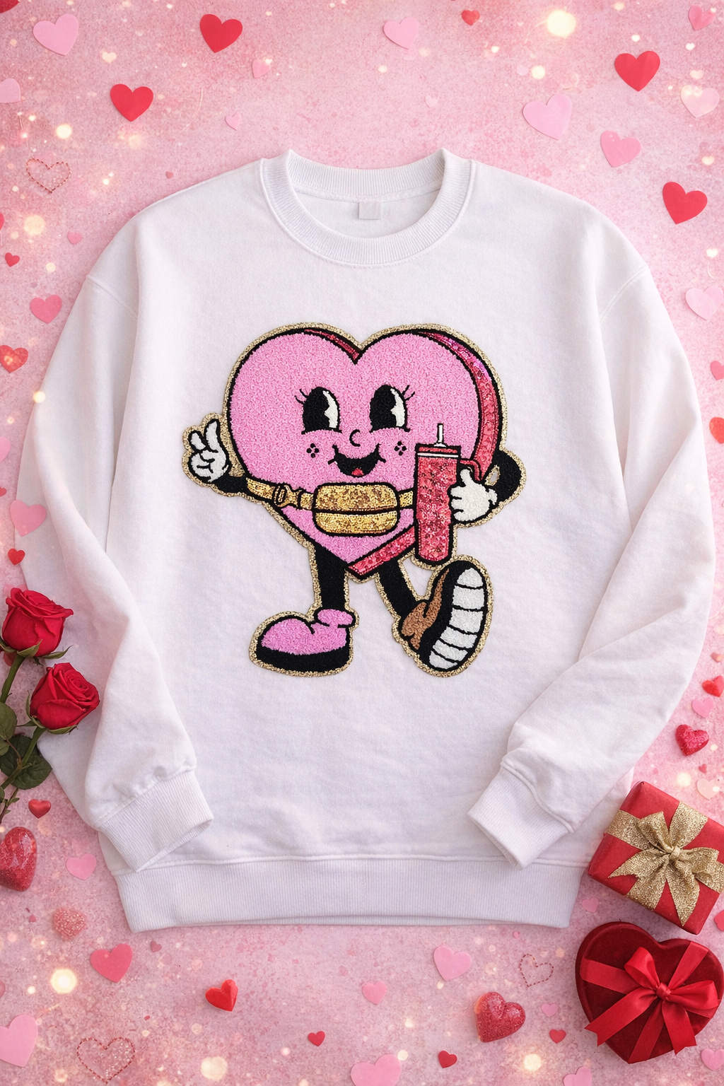 $25 Valentine Patch Sweatshirt (Trendy Heart)