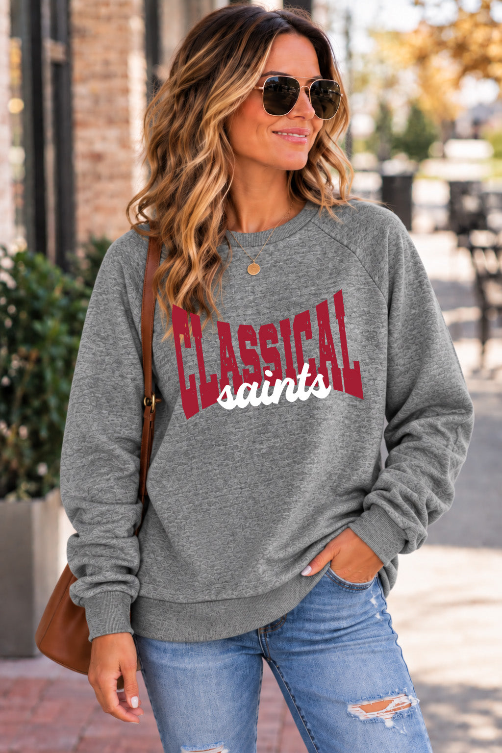 Classical Saints Vintage Sweatshirt- Grey