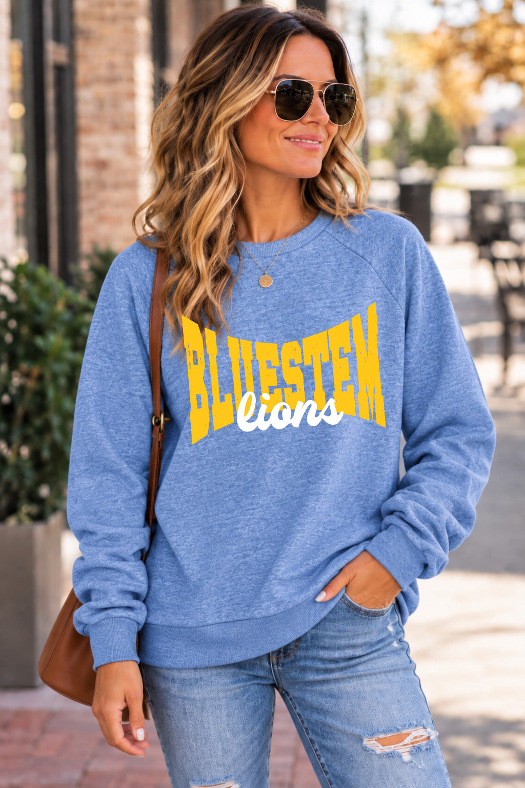Blue Stem Lions Vintage Sweatshirt Blue