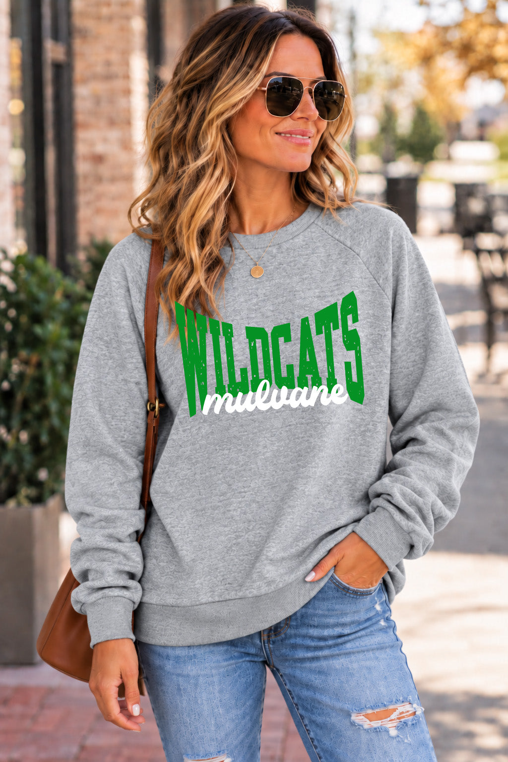 Mulvane Wildcats Vintage Sweatshirt- Light Grey