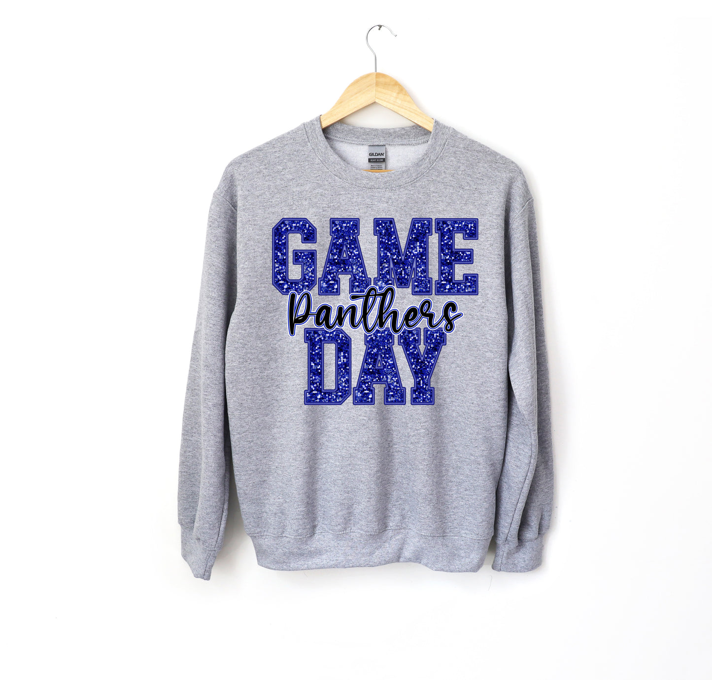 Faux Sequin Game Day Panthers (Blue)