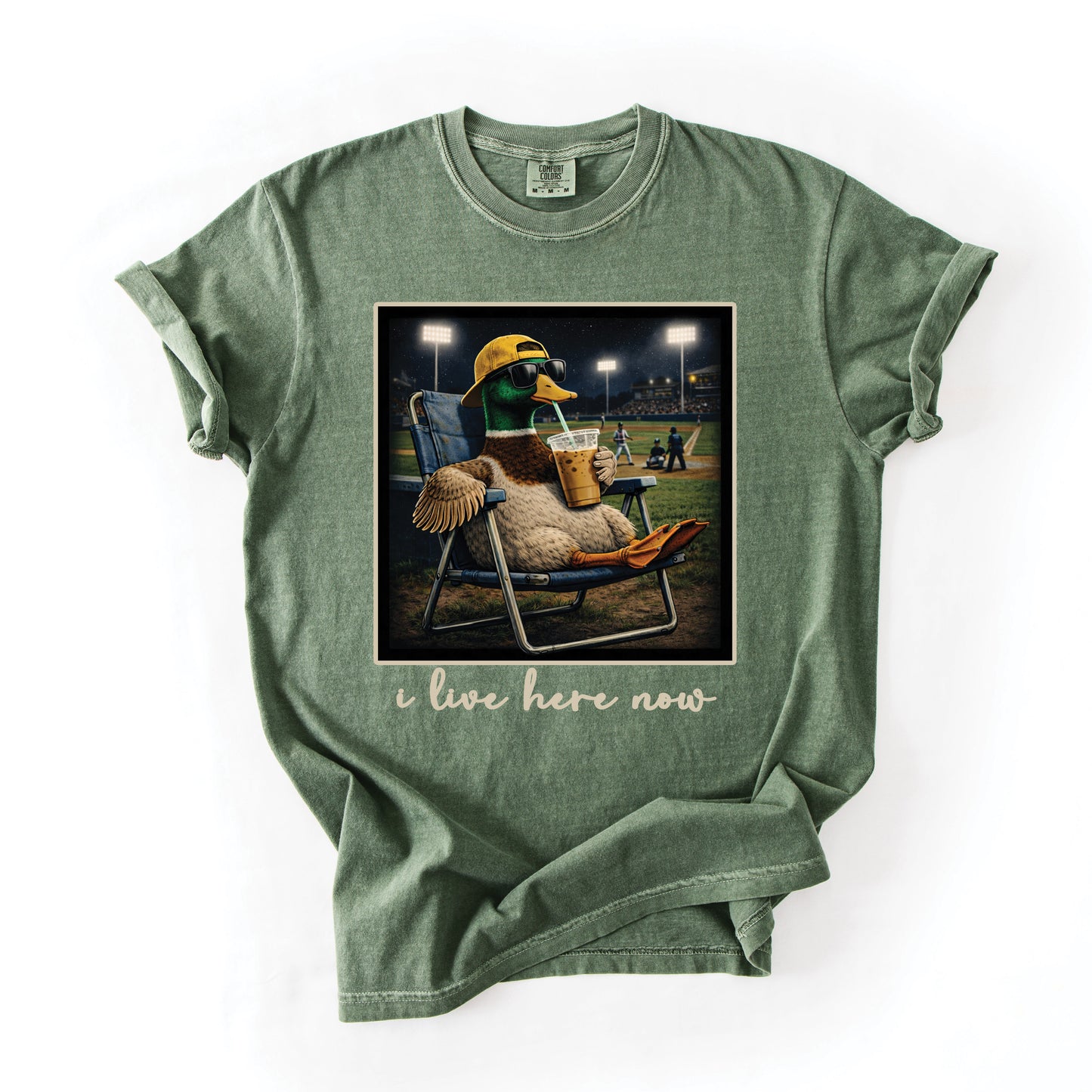 I Live Here Now Baseball Tee ((Duck)
