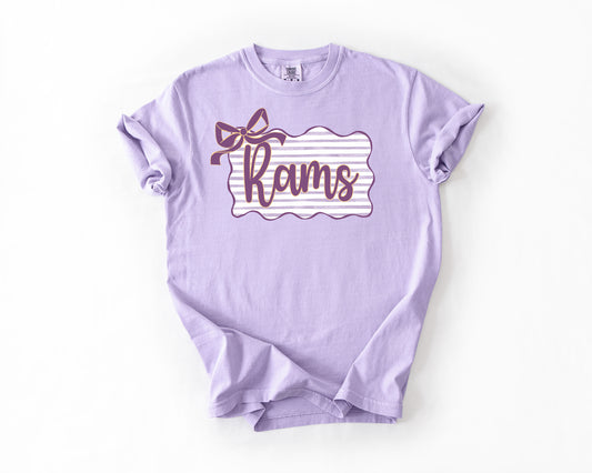 Bow Rams on Comfort Color Tee