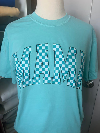 Teal Checkered Mama