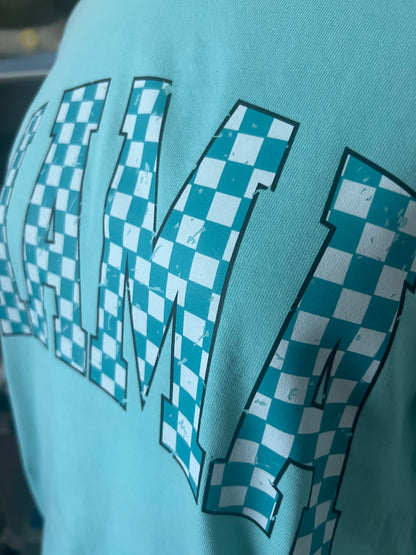 Teal Checkered Mama