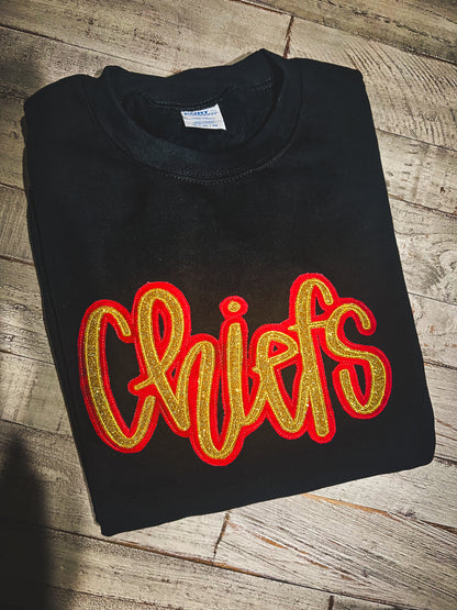 Embroidered Glitter Chiefs Sweatshirt