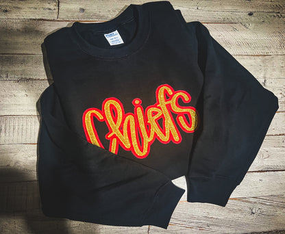 Embroidered Glitter Chiefs Sweatshirt