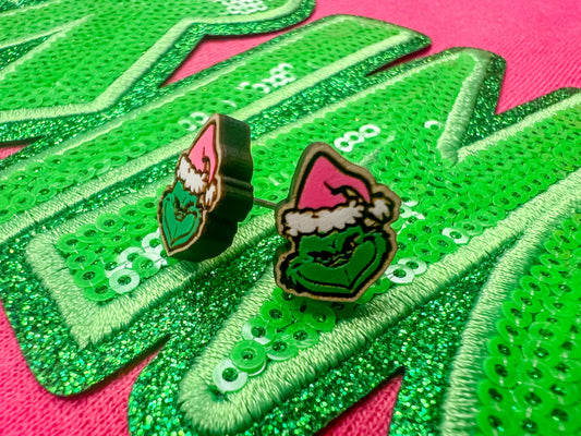 Green Guy Wood Earrings