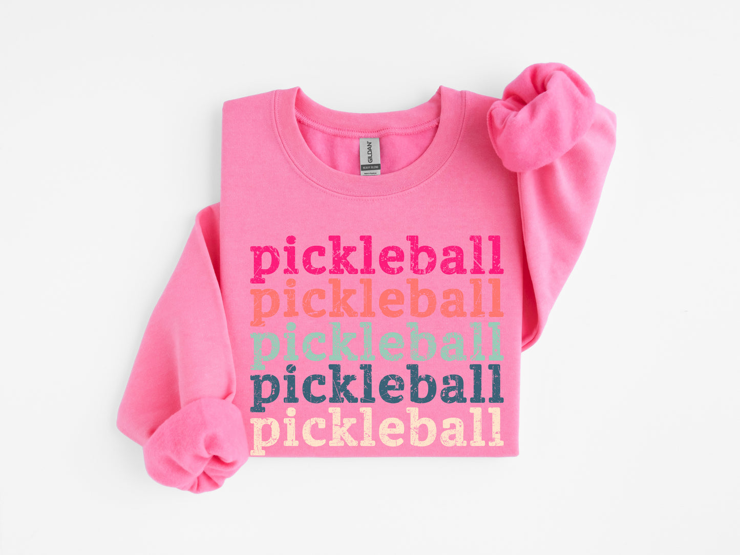 Stacked PickleBall Sweatshirt (Bright Pink)