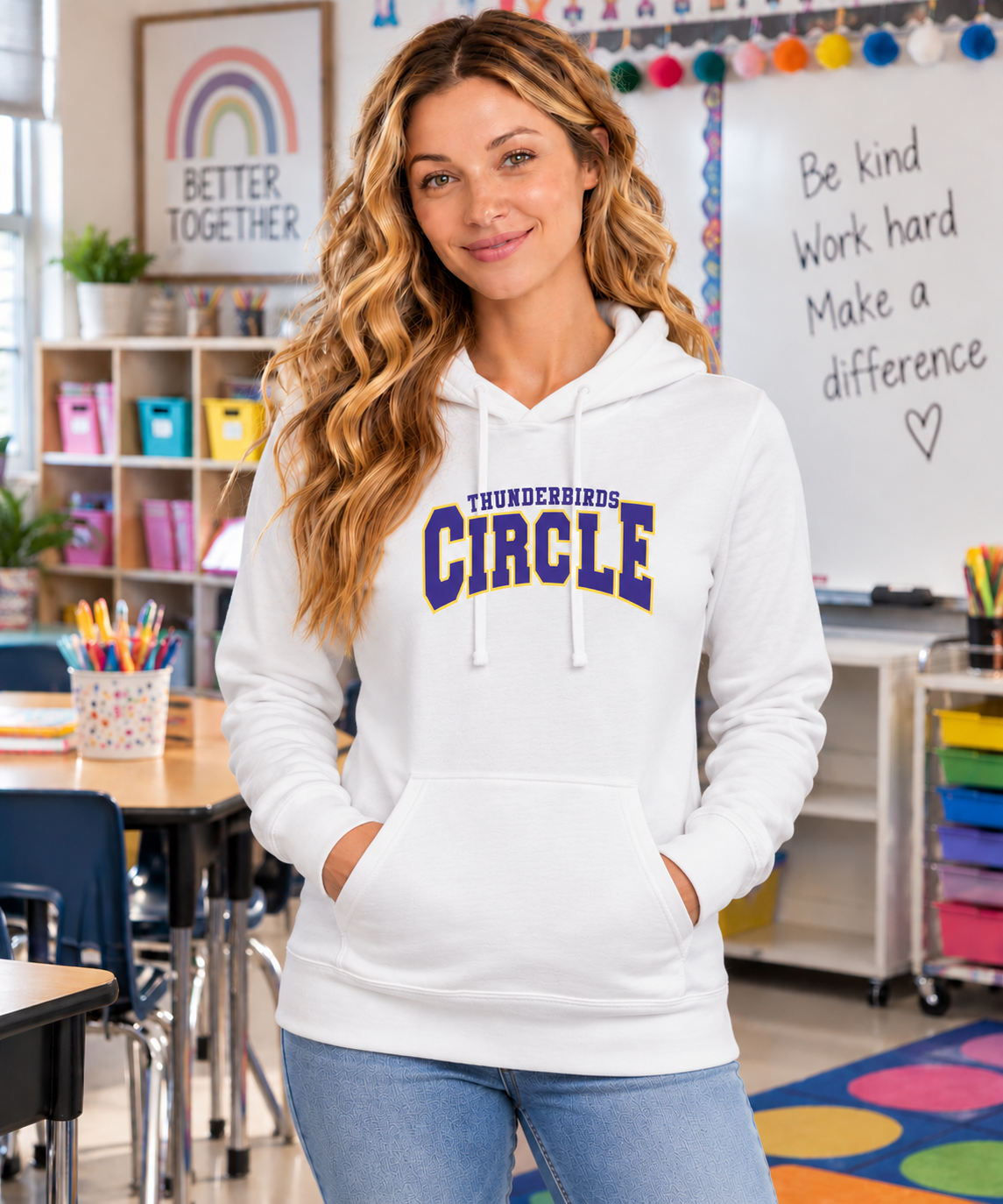 Womens White Circle Hoodie