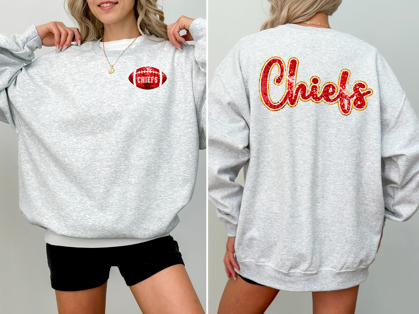 Faux Sequin Chiefs Sweatshirt