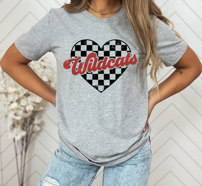 Wildcats Checkered Heart