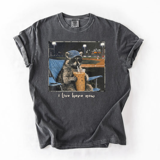 I Live Here Now Baseball Tee