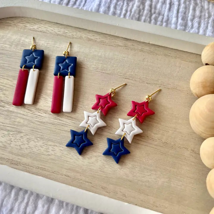 Patriotic Clay Earrings